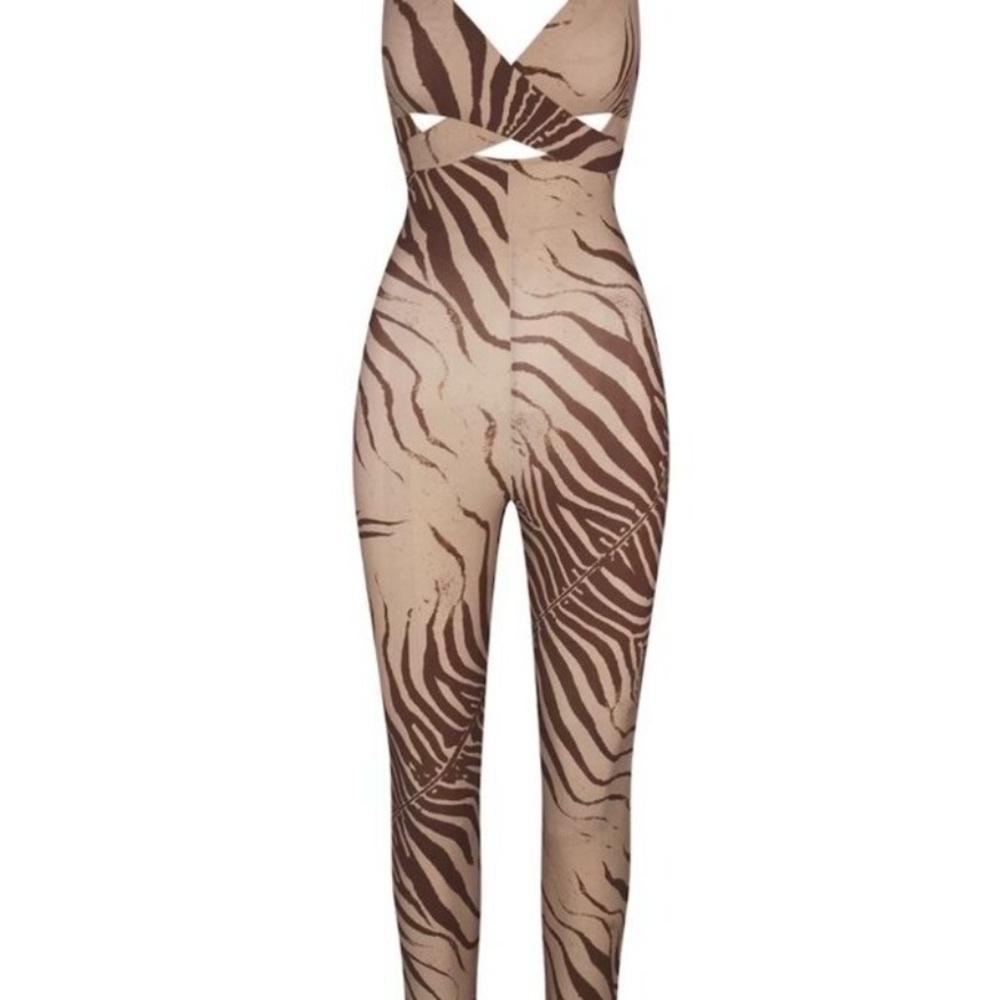 NWT SKIMS X Roberto Cavalli Zebra Print WRAP CATSUIT